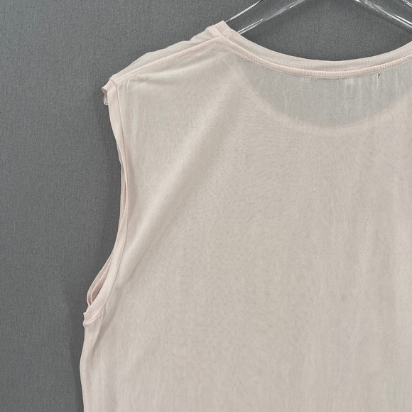 EQUIPEMENT Shirt Womens Small Light Pink Sheer Drapey Crew Neck Muscle tee Tank - Picture 5 of 15